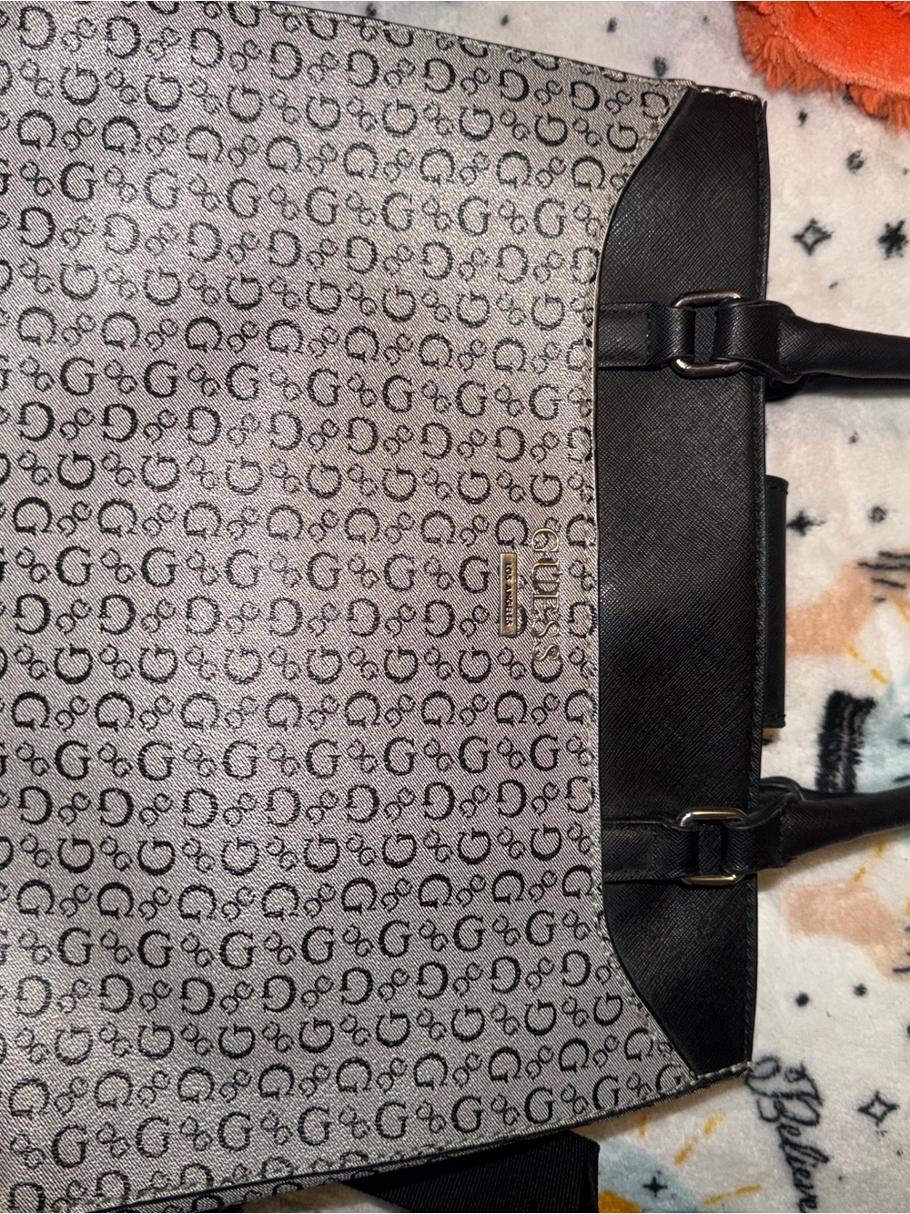 GUESS Beige and Black Logo Print purse, wallet, with Matching Pouch - Picture 3 of 3